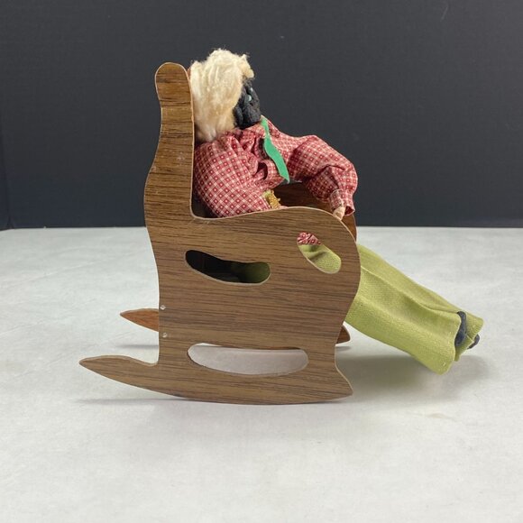 Vintage Dried Apple Head Folk Art Doll in Rocking Chair - Picture 5 of 10